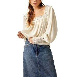 Free People Women's Flutter By Top In Ivory Size XS